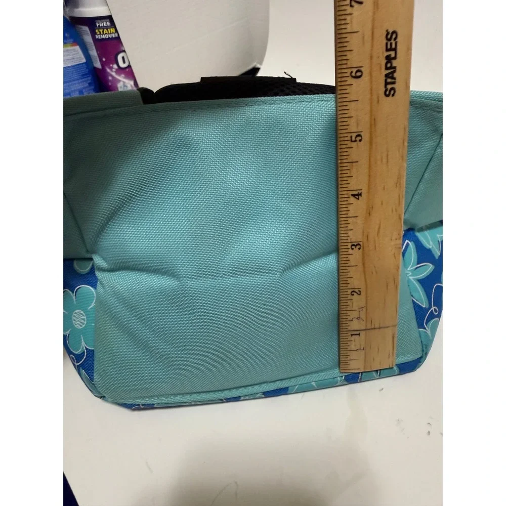 Fridge Pak Really Cool Blue Teal Floral Insulated Lunch Tote Bag Zippered Canvas
